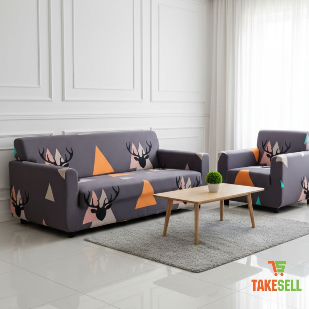 China Print Sofa Cover - Geometric Deer Head