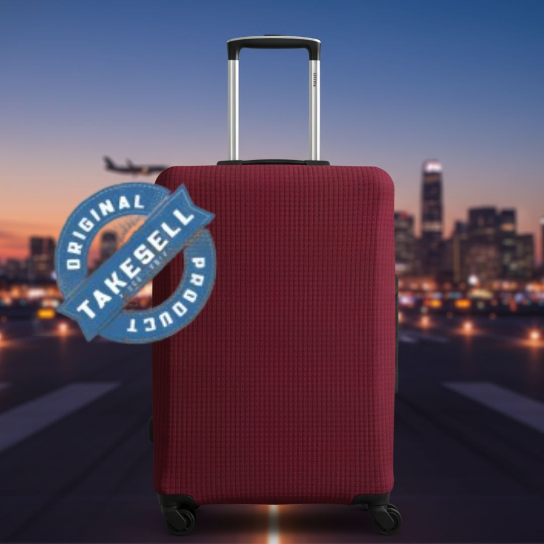 Classic Burgundy Honeycomb Grid Protective Luggage Cover