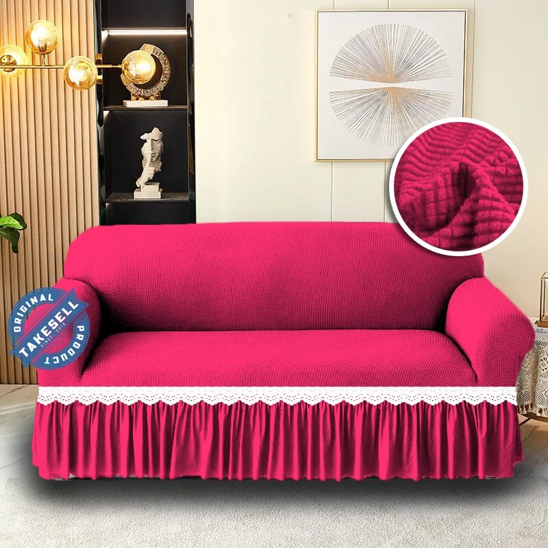 Pink HoneyComb Frill Chair Cover