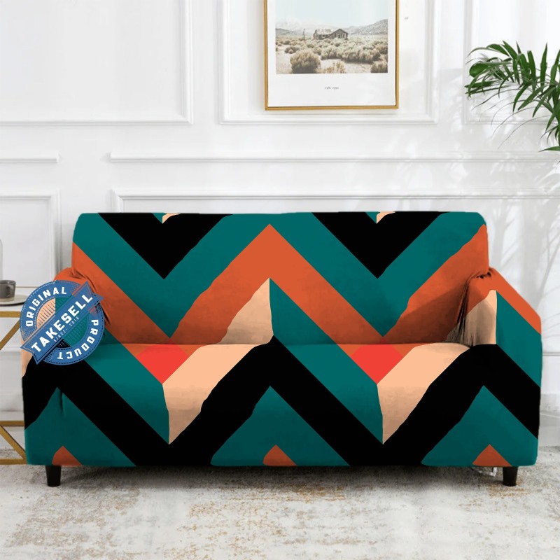 Blue Geometric China Print sofa Cover