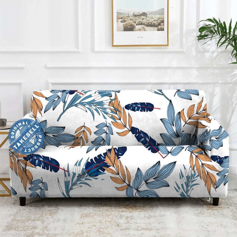 Tropical Leaves Print Sofa Cover
