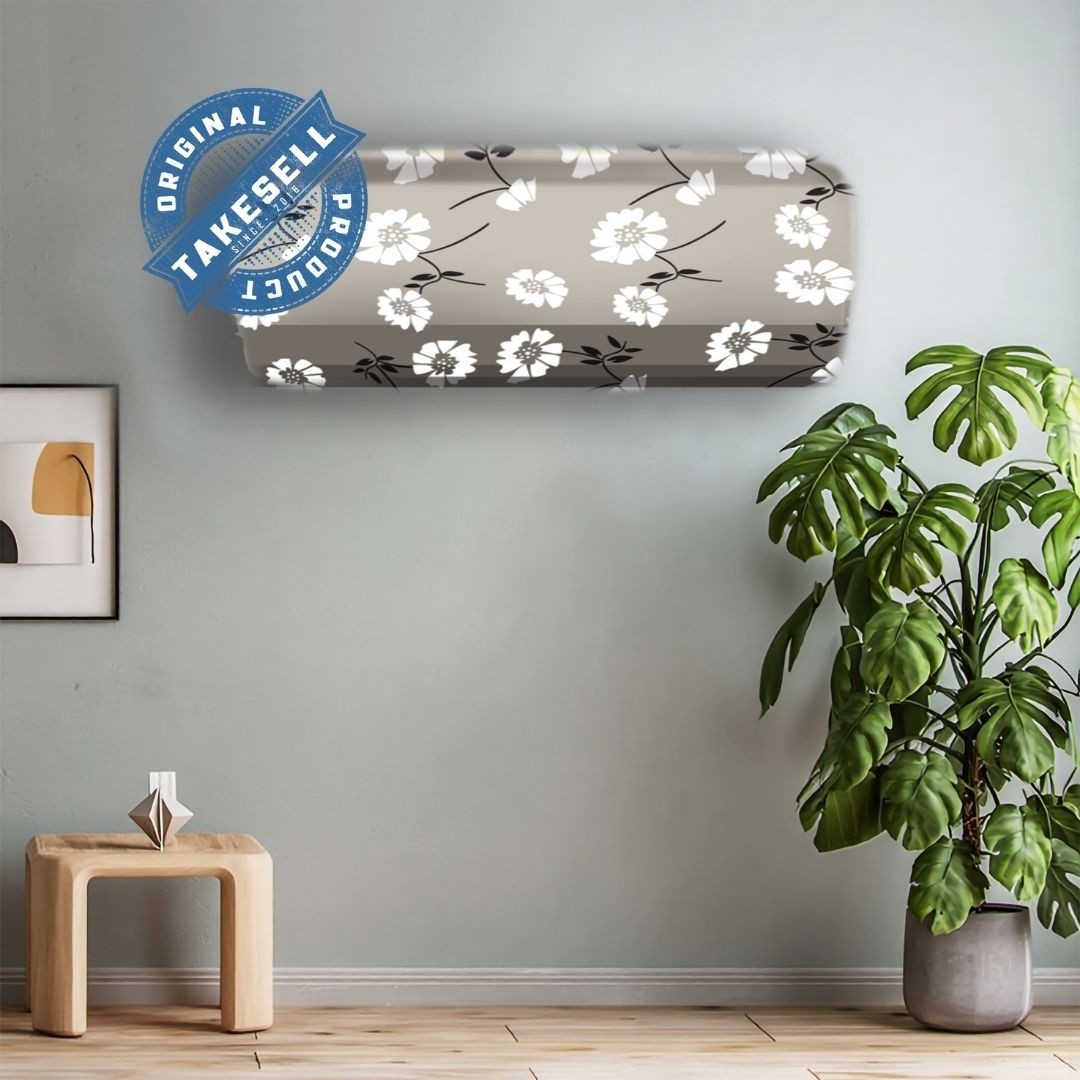 Elegant White Floral AC Cover
