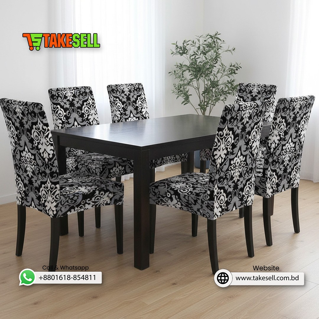 Black White Damask  china Print Chair Cover