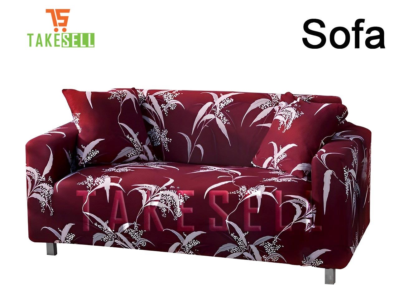 Red China Print Sofa Cover (3+2+1)
