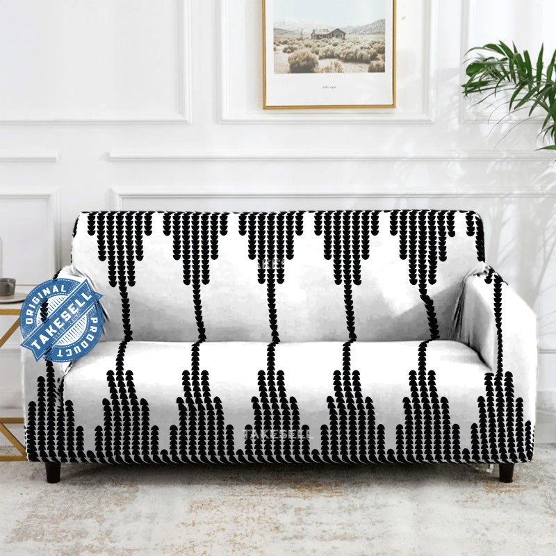 Black & White Tribal Geometric Arrow Stretch Sofa Cover