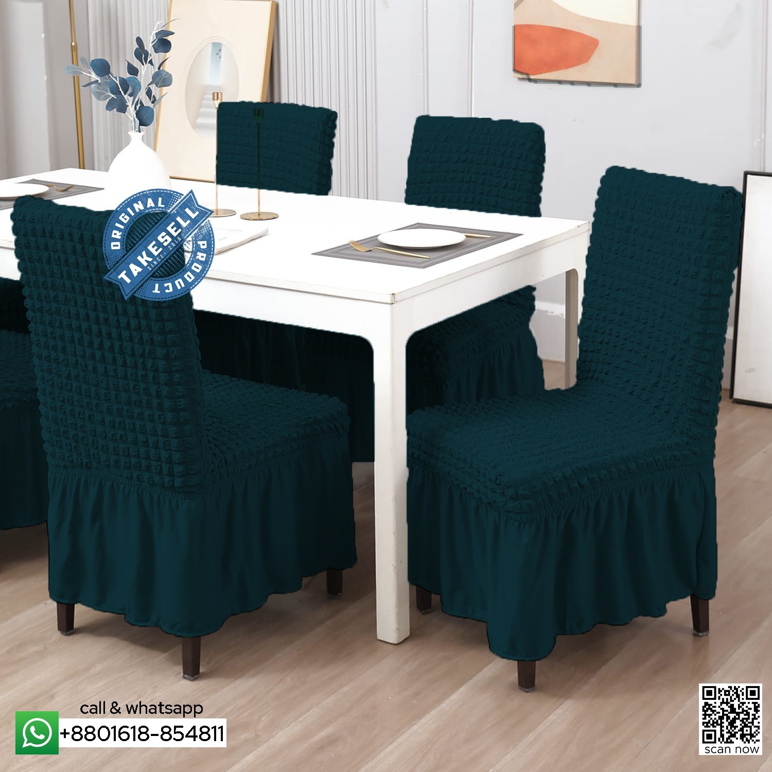 Turkey See Green color Chair Cover