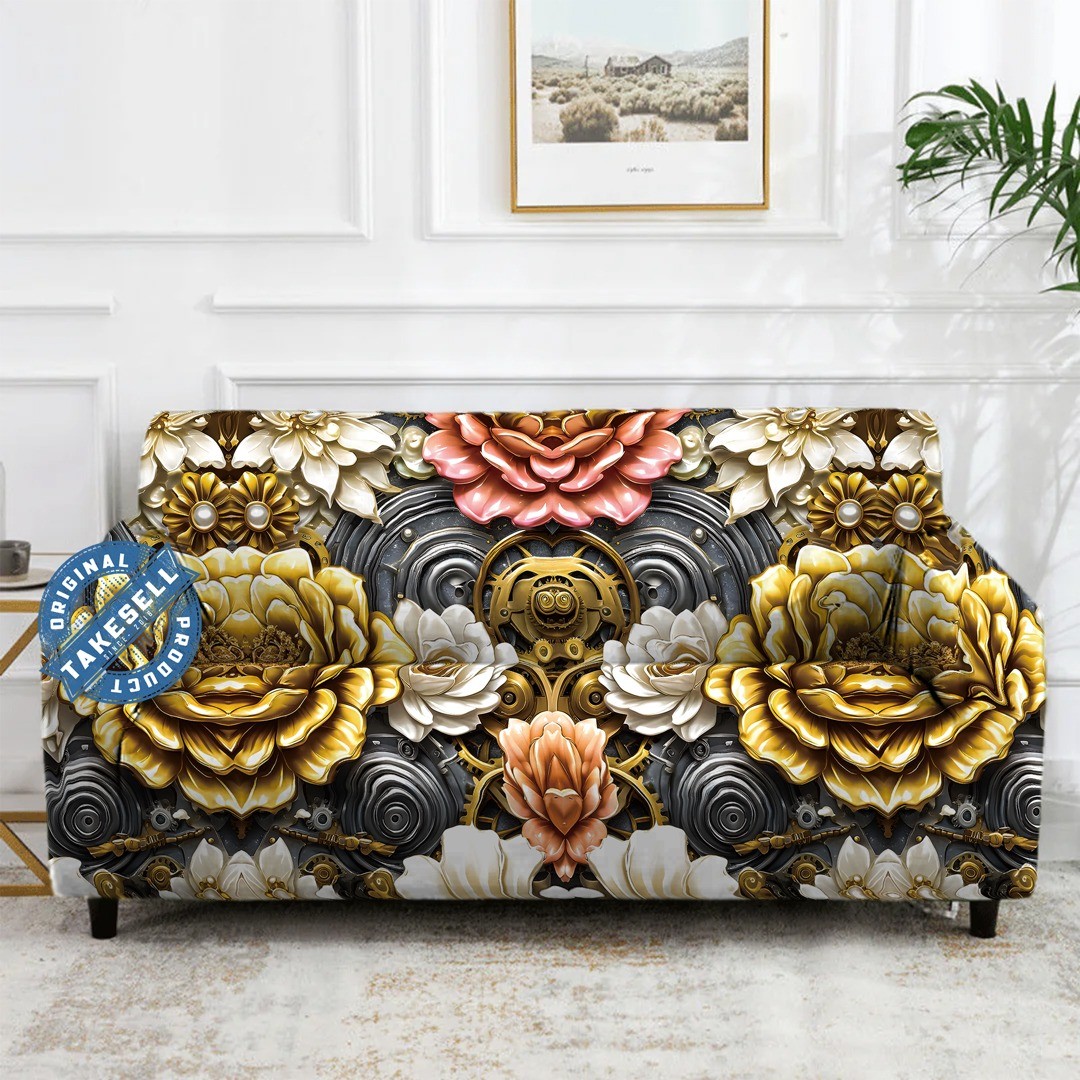 Golden Hour Bloom Sofa Cover