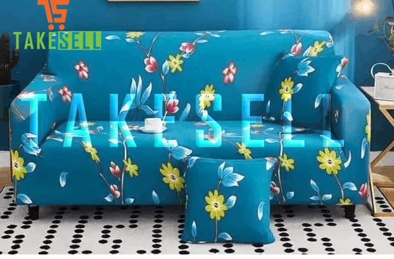 Deep sky China Print Sofa Cover (2+2+1)
