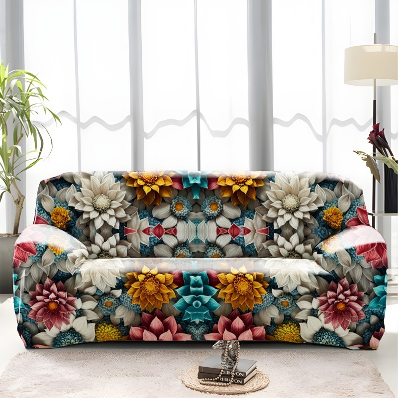 3D Floral Vintage Blossom China Print Sofa Cover