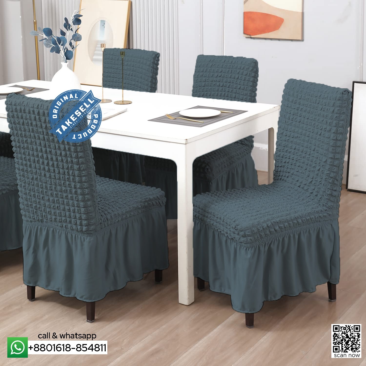 Turkey Chair Cover 6 pc Ash Color